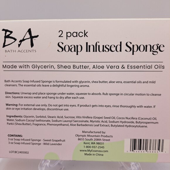 Bath & Body Grapefruit & Lavender Aloe Vera Soap Infused Sponges Holiday Giftbox - Picture 5 of 5